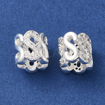 Rack Plating Brass Pave Clear Cubic Zirconia European Beads KK-M285-23S-1