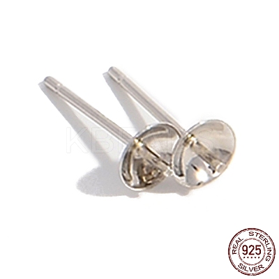 Rhodium Plated 925 Sterling Silver Stud Earring Findings STER-Z005-04P-1