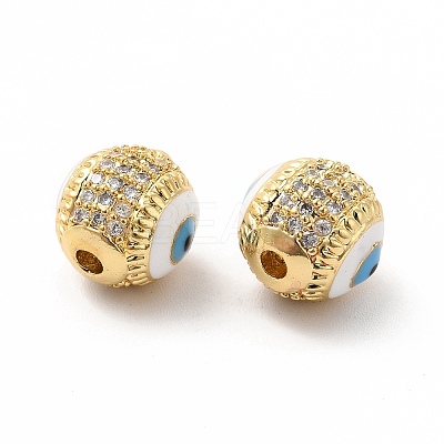 Brass Micro Pave Cubic Zirconia Beads KK-A180-25G-1