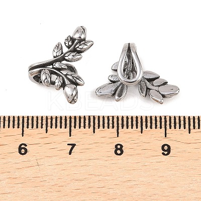 Leaf 316 Stainless Steel Non- Piercing Cartilage Earrings AJEW-C044-09AS-1