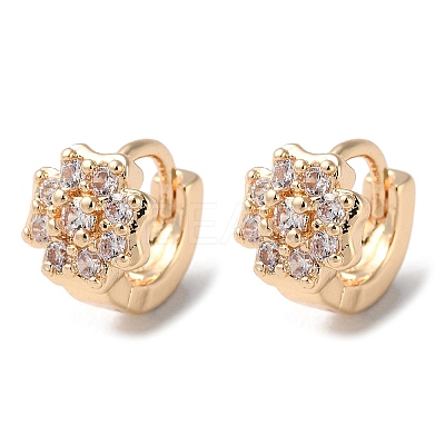 Rack Plating Brass Micro Pave Cubic Zirconia Hoop Earrings LS-EJEW-P238-27KCG-1