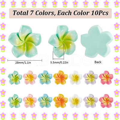 70Pcs 7 Colors Opaque Resin Decoden Cabochons RESI-SC0005-83B-1