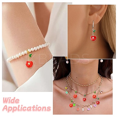 6Pcs 2 Colors Cherry Brass Enamel Pendants KK-CJ0003-18-1