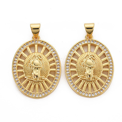 Brass Micro Pave Cubic Zirconia Pendants KK-Q252-077-NF-1
