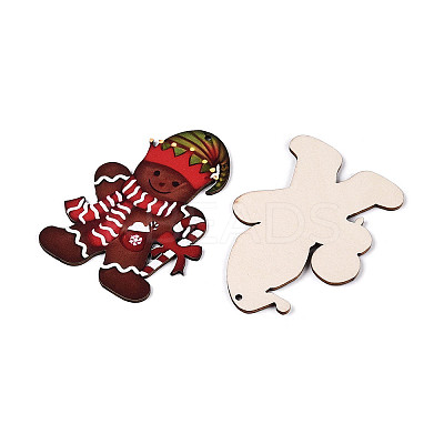 12Pcs Christmas UV Single Face Printed Wood Pendant Decorations WOOD-N020-23-1