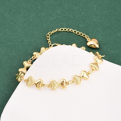 304 Stainless Steel Heart Link Chain Bracelets for Valentine's Day Gift LS-BJEW-D359-17C-G-1