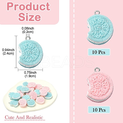 20Pcs 2 Colors Opaque Resin Glitter Imitation Food Pendants RESI-YW0001-63-1