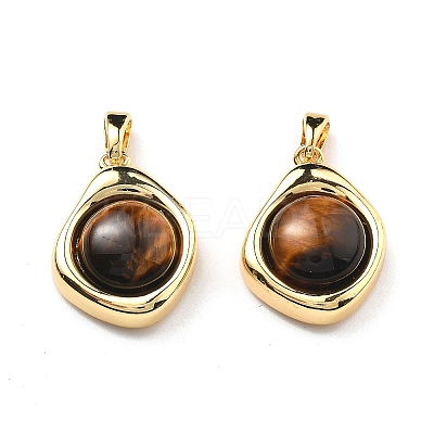 Natural Tiger Eye Pendants KK-B129-01G-1