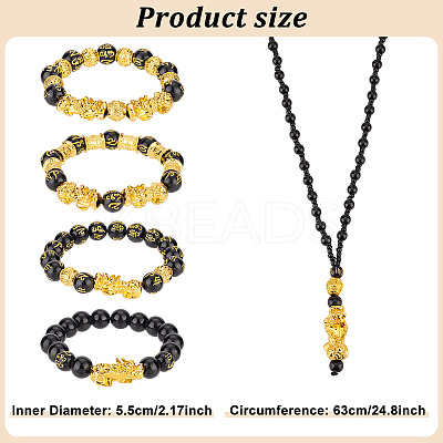 5Pcs 5 Style Om Mani Padme Hum Mala Bead Bracelets & Buddhist Necklaces SJEW-AN0001-44-1