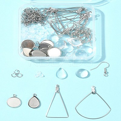 DIY Triangle & Fan 304 Stainless Steel Dangle Earring Making Kits DIY-FS0007-85-1
