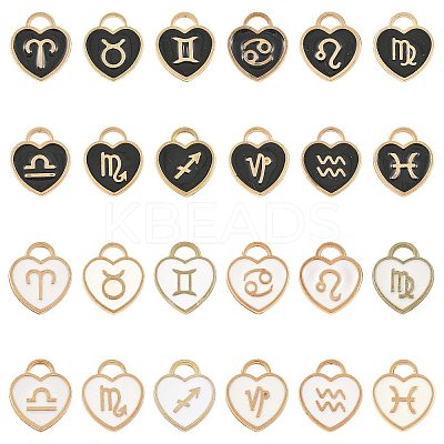 24Pcs 24 Styles Light Gold Plated Alloy Enamel Pendants ENAM-FS0003-87-1