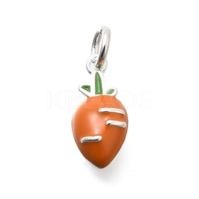925 Sterling Silver Dark Orange Enamel Charms STER-H116-01B-S-1