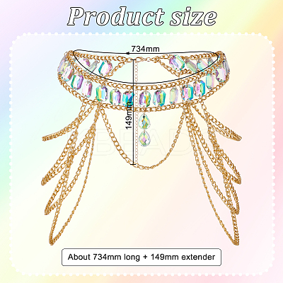 Rhinestone Cup Chains Belts AJEW-WH0470-61G-1