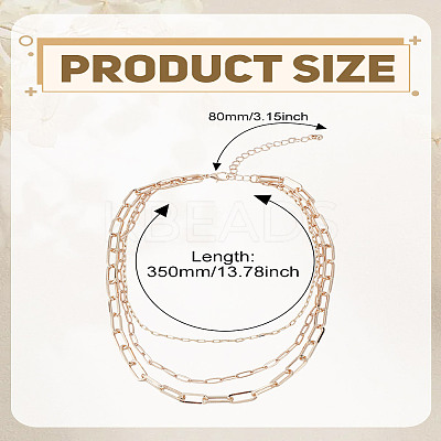 1Pc Alloy Paperclip Chain Double Layer Necklaces for Women NJEW-LP0006-02G-1
