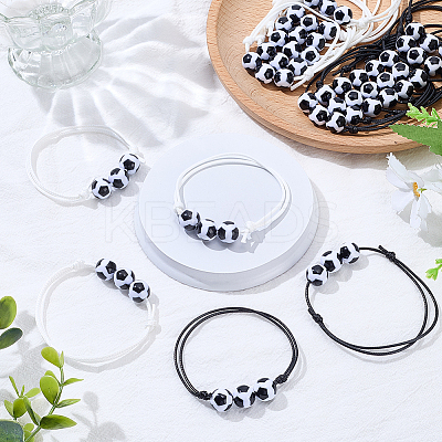20Pcs 2 Colors Plastic Football Braided Bead Bracelet BJEW-SP0001-19-1
