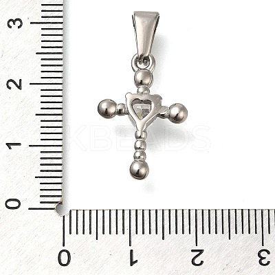 304 Stainless Steel Pendants with Cubic Zirconia STAS-Z113-04P-1