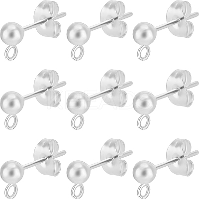 60Pcs 304 Stainless Steel Ball Stud Earring Post STAS-BBC0004-20-1