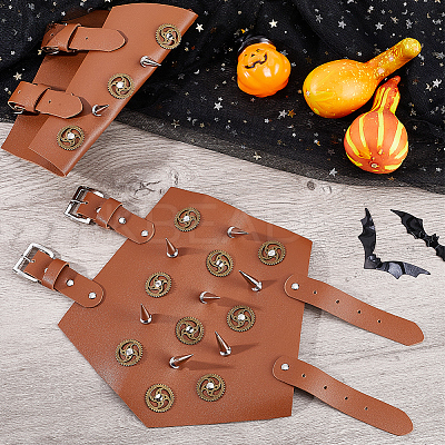 Imitation Leather Punk Style Cuff Wristband for Bikers AJEW-WH0258-905A-1