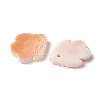 Natural Sea Shell Carved Leaf Charms SSHEL-C013-02B-1