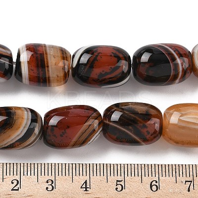 Natural Banded Agate/Striped Agate(Dyed & Heated) Beads Strands G-H324-01D-1