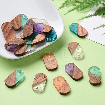 Transparent Resin & Walnut Wood Pendants RESI-CJ0001-96-1