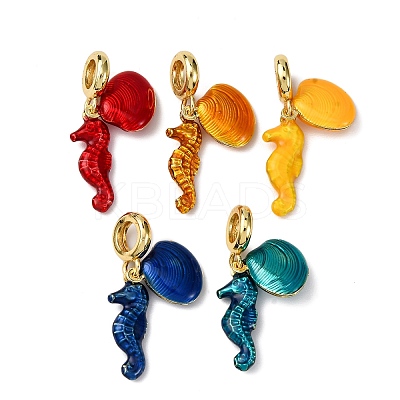 Brass Enamel European Dangle Charms KK-C119-01A-1