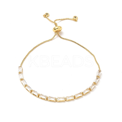 Adjustable Rack Plating Brass Cubic Zirconia Chain Bracelets BJEW-A132-10G-1