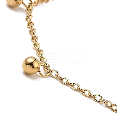 PVD Vacuum Plating 304 Stainless Steel Round Beads Charm Bracelet BJEW-K231-03G-1