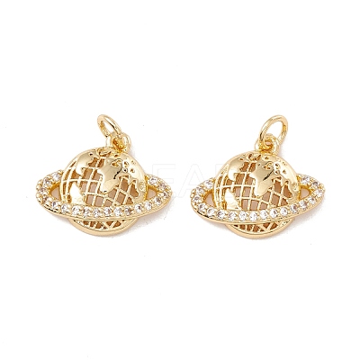 Brass Micro Pave Clear Cubic Zirconia Charms X-KK-G415-33G-1