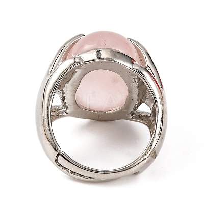 Oval Natural Rose Quartz Finger Ring G-Q184-06A-P-1