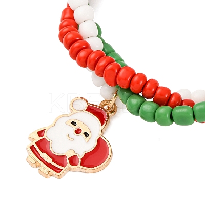 Christmas Alloy Enamel Charm Bracelets BJEW-JB12482-03-1