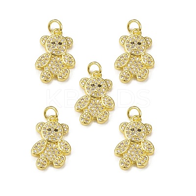 Brass Micro Pave Cubic Zirconia Bird Pendants KK-E068-VB310-1
