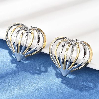 304 Stainless Steel Two Tone Stud Earrings EJEW-D319-01GP-1