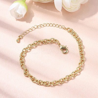 Brass Link Cable Chain Bracelet for Women BJEW-A065-06G-1