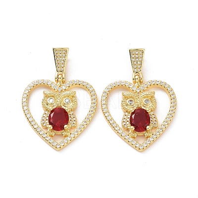 Brass Micro Pave Clear Cubic Zirconia Pendants ZIRC-F134-18G-01-1