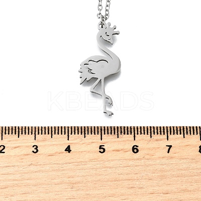 304 Stainless Steel Flamingo Shaped Pendant Cable Chain Necklaces for Women Men NJEW-Q032-02B-P-1