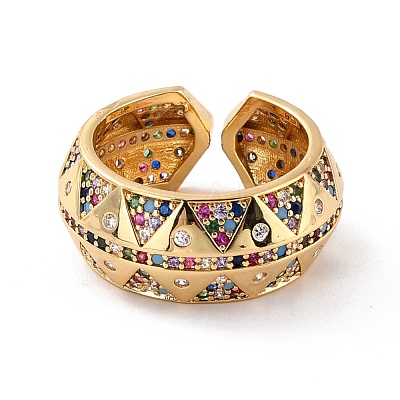 Colorful Cubic Zirconia Dome Ring for Her RJEW-C017-02G-RS-1