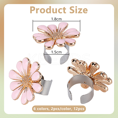 12Pcs 6 Colors Flower Alloy Enamel Stethoscope Pendant Decorations HJEW-OC00052-1