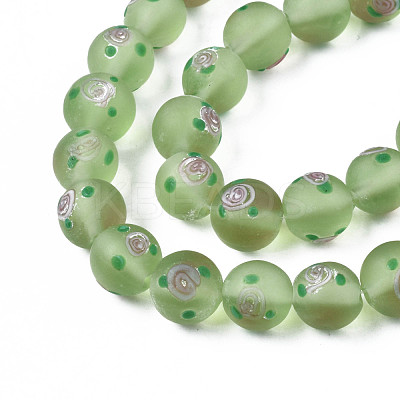 Handmade Frosted Lampwork Beads Strands LAMP-N021-39E-1