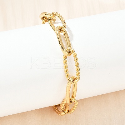 304 Stainless Steel Paperclip Chain Bracelets for Women Men BJEW-Z143-24G-1