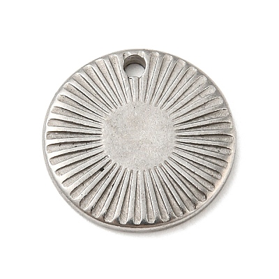 Non-Tarnish Textured Flat Round 304 Stainless Steel Pendants STAS-G218-06P-1
