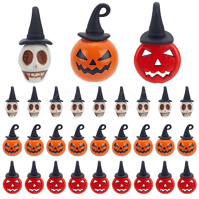 30Pcs 3 Styles Halloween Dyed Synthetic Turquoise & Alloy Pendants FIND-AR0005-28-1