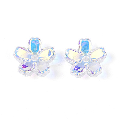 Transparent Electroplate Glass Bead Caps EGLA-N015-01B-1
