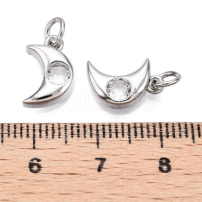 Brass Micro Pave Cubic Zirconia Charms KK-E068-VB229-B-1