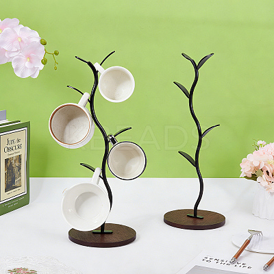 2Pcs Bamboo & Iron Mug Holder AJEW-WA0003-71-1