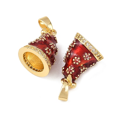 Christmas Brass Micro Pave Cubic Zirconia Enamel Pendants KK-B161-15G-04-1
