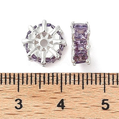 Brass Micro Pave Cubic Zirconia Spacer Beads KK-U045-16P-01-1