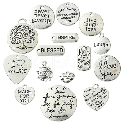 DIY Word Alloy Pendant Decoration Making Kit DIY-YW0008-90-1