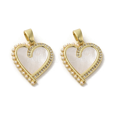 Brass Pave Shell Pendants KK-I708-15A-G-1