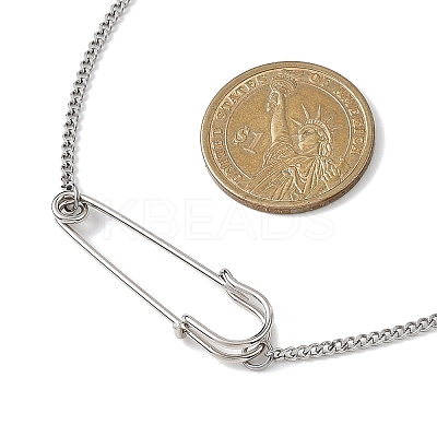 Iron Kilt Pin Pendant 304 Stainless Steel Curb Chain Necklaces NJEW-JN05679-1